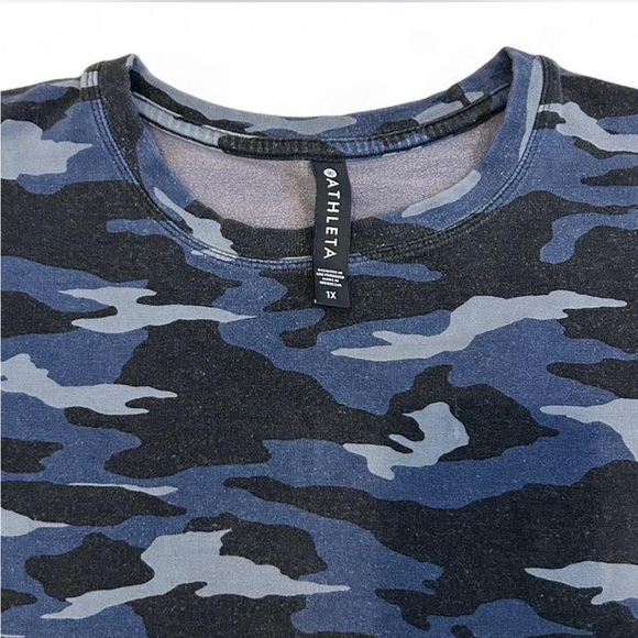 Athleta Studio to Street Printed Sweatshirt in Blue Camo, Women’s Size 1X - Picture 4 of 5